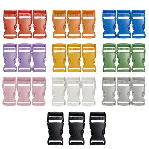 30 Boucles en Plastique 25mm Couleurs | Attaches Double Ouverture pour Sac à Dos et Collier Chien