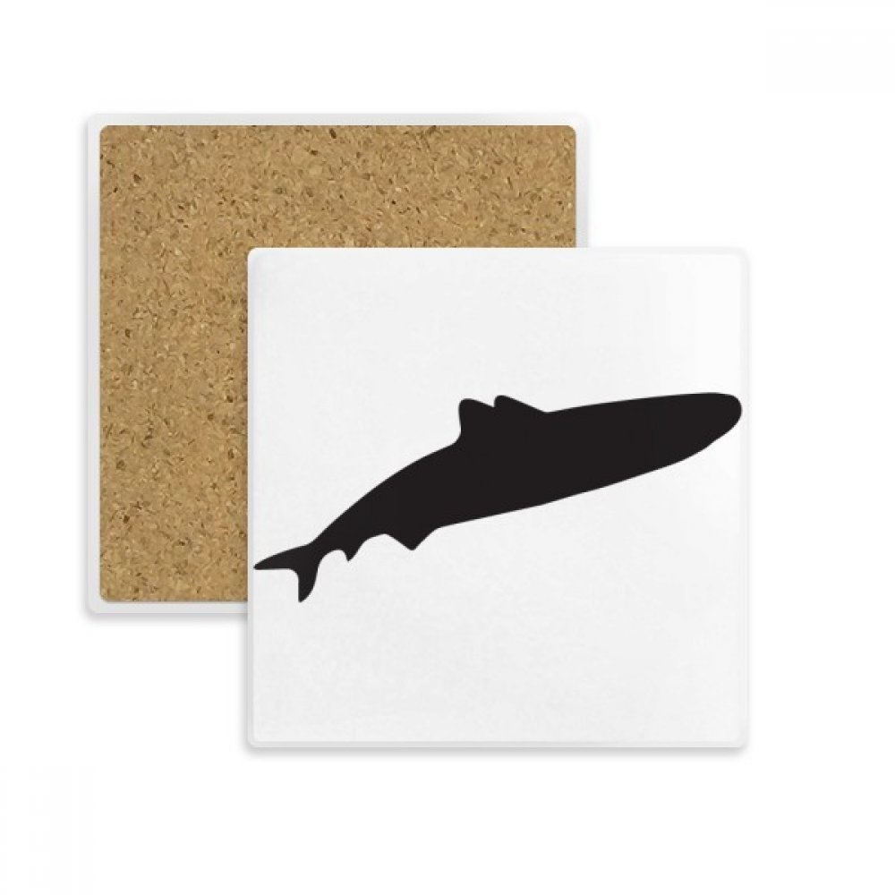 Dessous de verre carré en pierre absorbante motif requin noir 2 pièces