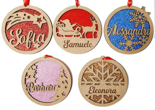 Pallina di Natale in legno personalizzata CON NOME per albero