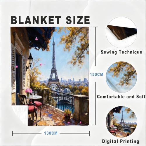 Couverture Polaire Tour Eiffel 3D imprimé graphique lavable en machine