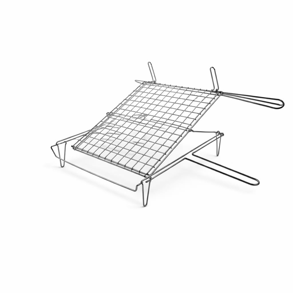 Generico Graticola Ribaltabile per Barbecue 30x30 / 30x40 cm – Griglia BBQ per Bistecche e Carne, Doppia Rete Bloccaggio Sicuro, Ideale per Barbecue a Carbonella (30x40 cm)