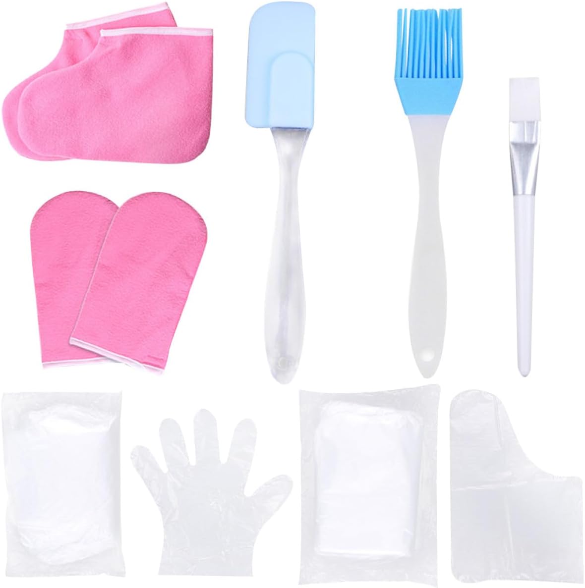Hand Care Gloves and Foot Spa Moisturizing Gloves Set, Exfoliating Scrub Accessory for Skin Treatment, Red Cotton Covers for Spa Hand and Foot Care Random Color