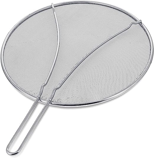 E dukan Splatter Screen Metal Grease Stops 99% of Hot Oil Splash Protects Skin from Burns Non-Stick Extra Fine Mesh Weave for Cooking Guard Extra Fine. Iron Skillet Lid Keeps Kitchen Clean.