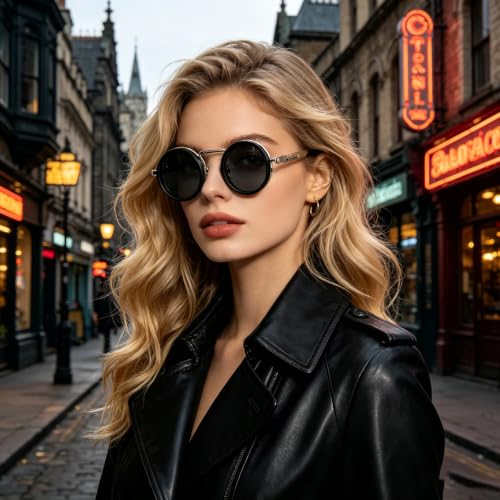 Lunettes de Soleil Polarisées,Lunettes de Soleil Homme Polarisées,Classique Lunettes,Filtre ND Réglable de 1 à 9,Protection UV,Anti-éblouissement,Rondes Lunettes Polarisées,pour Homme et Femme – vue 7