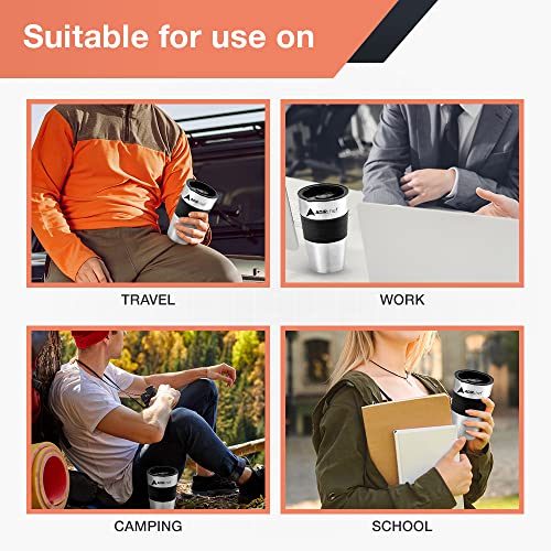 Adirchef Travel Coffee Mug 15 Oz - Insulated Bpa Free Stainless Steel Vacuum Tumbler W/Spill Proof Slide Lid For Hot/Cold Drinks Great For Outdoor, Driving, Home Or Office Use (Black) #TOP3