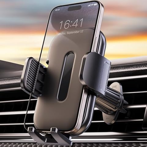 NIYEVN Upgraded Car Phone Holder Mount, New Metal Hook Clip Car Vent Phone Mount, Hands-Free Air Vent Phone Holders for Your Car Compatible with iPhone 16/15/14/13/12/11 Series and All Phones Cover