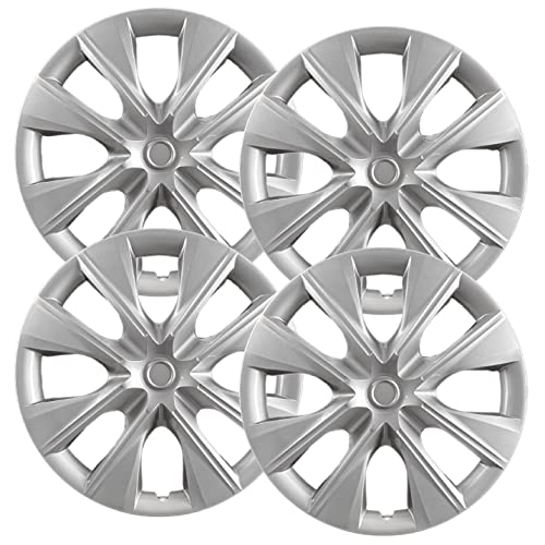 Hubcaps.com - Premium Quality 15 Inch Silver Hubcaps Fits 2014 2015 2016 2017 2018 And 2019 Toyota Corolla, Heavy Duty Solid Clip Construction (Set Of 4) (61171Ams-4) #TOP13