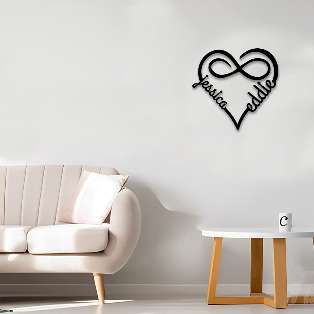 Targa Murale In Metallo Con Simbolo Infinito E Cuore – Personalizzata Con Nomi E Data, Decorazione Da Parete Per Matrimonio O Anniversario (40,6 Cm)