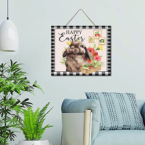 Plaque murale en bois décoration Pâques Buffalo Check rose