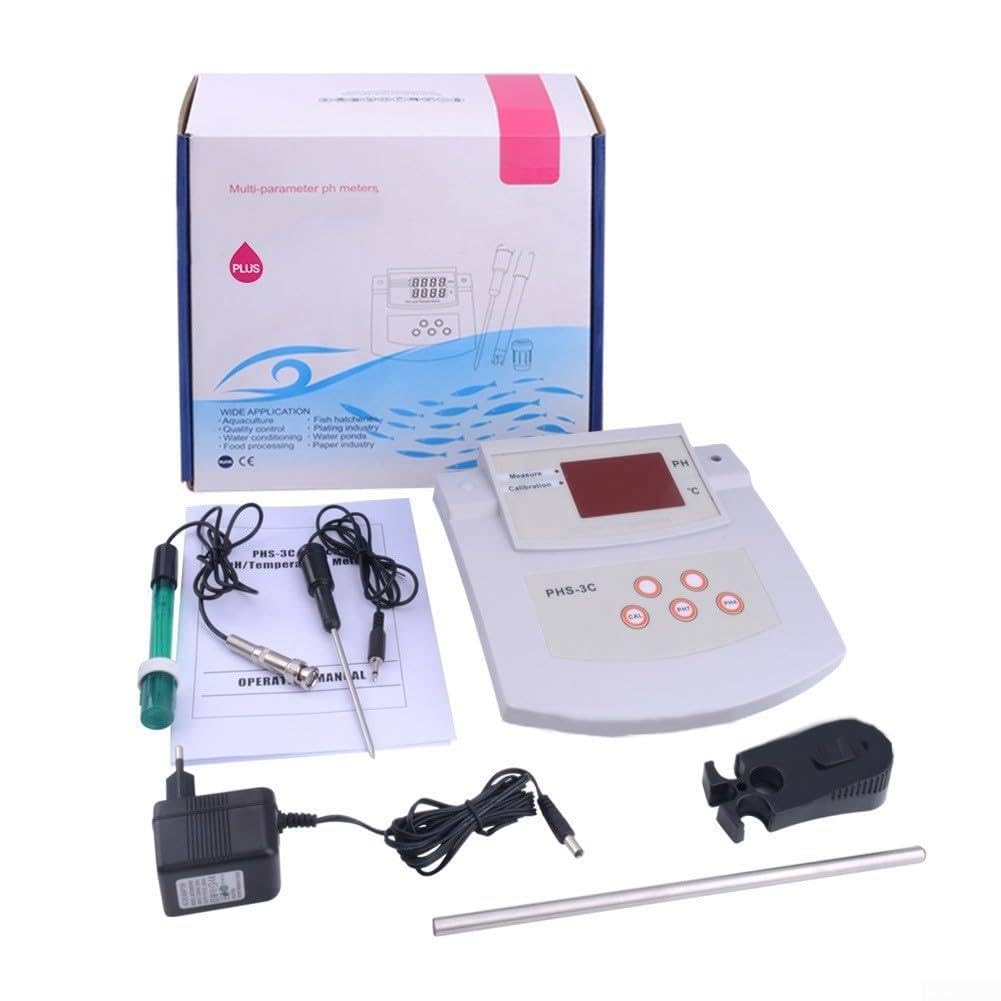 PHmetro de laboratorio de mesa, probador de acidez y alcalinidad PH de laboratorio, medidor de pH de mesa con calibración automática de la acidez 2 en 1, apto para ambiente, laboratorio y