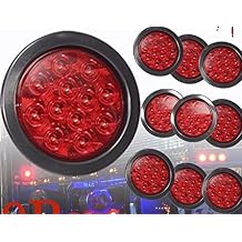 Blingbling 10 Truck Trailer RED Lens 4" Round LED Stop Turn Tail Light Includes Light Grommet Plug