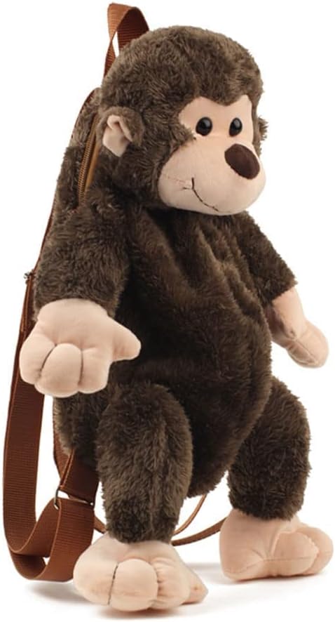 Adorable Monkey Backpack with Leash Fluffy Monkeys Stuffed Animals Shoulder Backpacks Lifelike Monkey Leash Casual Bag