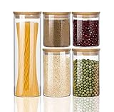 Wennyn Food Storage Glass Jar Kit, Sealed Glass Container for Home Kitchen, Container with Wooden Li