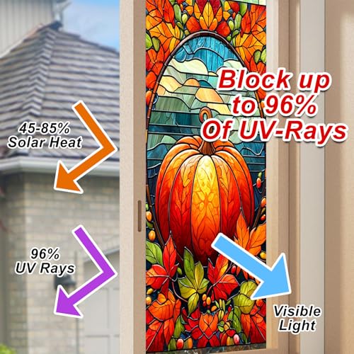 Película para ventana decoración vidriera otoño 17.7x39.3 pulg miniatura 4