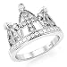 925 Sterling Silver Cubic Zirconia Princess Cross Crown Tiara CZ Band Ring