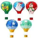 ADLKGG Green White Red Hanging Round Paper Lanterns Set