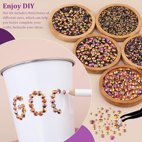 Image of Resin Jelly Rhinestones for Crafting with B7000 Jewelry Glue, 1 Box Gold Rose AB Flatback Crystal with 3Pcs 10ml Glue, Bedazzling Non Hotfix Gems for DIY Tumblers Clothing Shoes Manicure
