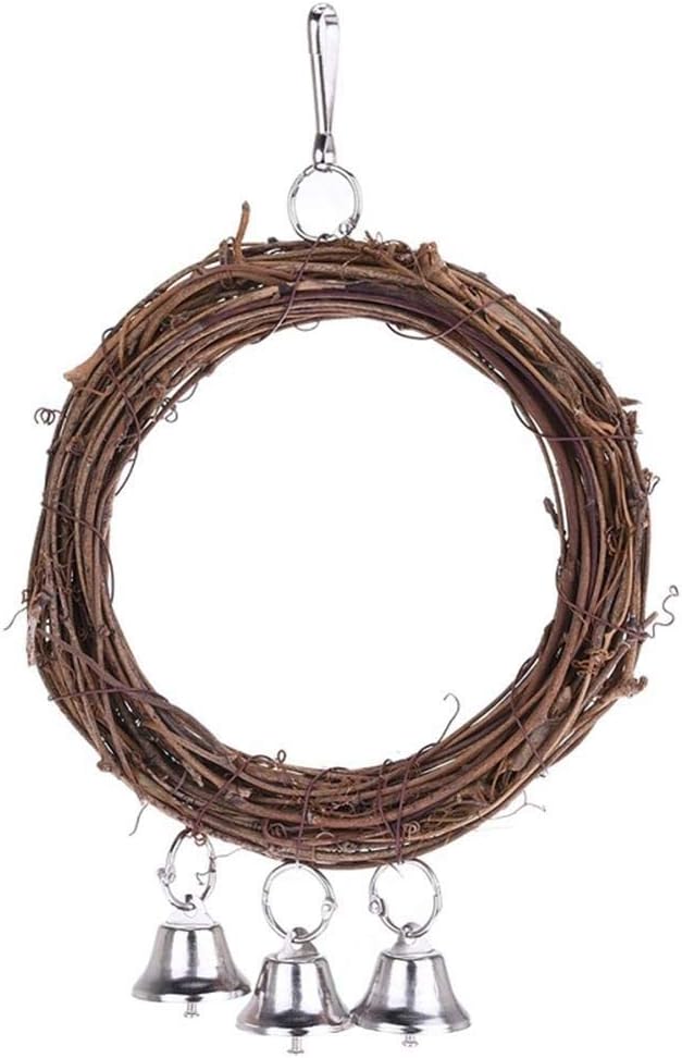 Bird Perches Wooden Parrot Swing Bandit Rattan Ring Bite Bird Toy Stand Birdcage Accessories Bird Supplies 3Pcs