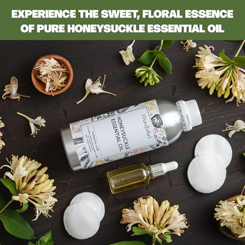 Image of VedaOils Honeysuckle Essential Oil 100ml | 100% Pure & Natural Honeysuckle Oil for Aromatherapy, Skin Care, Massage & Diffusers