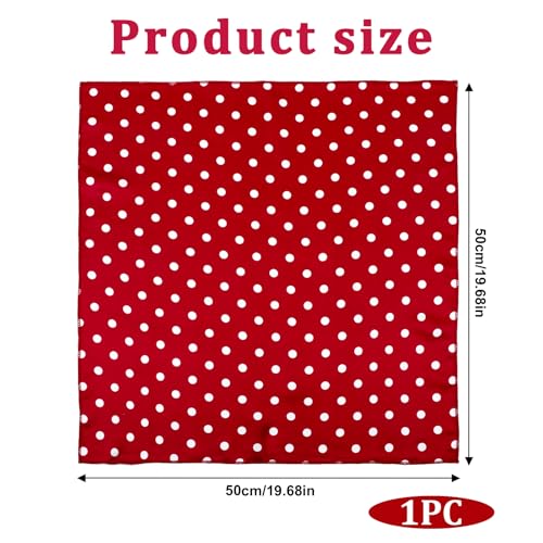 Chiffon Scarf, Red Vintage Dot Scarf for Women Red Bandana Scarfs Lightweight Neckerchief Elegant Bandana Hair Ties Headscarf for Handbags Purse Headscarf Handkerchief (19.7 Inch)3