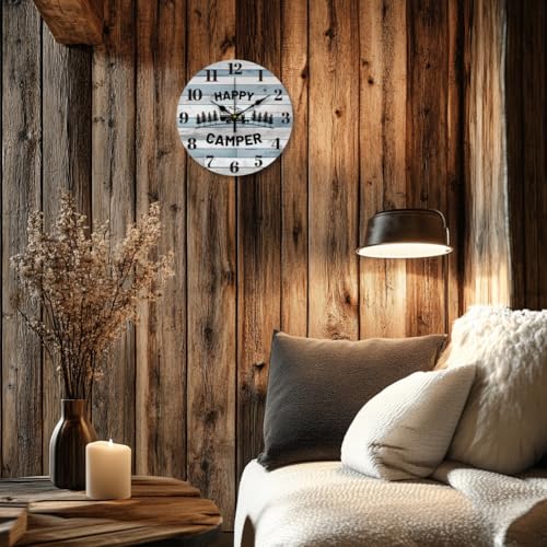 CHGCRAFT 12inch Camper Forest Pattern Wall Clock Battery Operated Silent Non Ticking Round Decorative Clock for Office Home Living Room Bedroom Bathroom Kitchen Decor, Camping by CHGCRAFT - Image 5