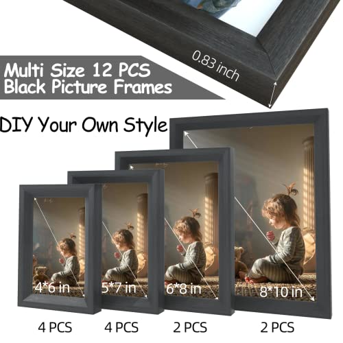 12 Pack Picture Frames Set,Multi Solid Wood Family Photo Frame,Hanging Or Tabletop Display,Photo Frames Collage For Gallery Wall Decor Include Two 8X10,Two 6X8,Four 5X7,Four 4X6(Black,12 Pack) #TOP3