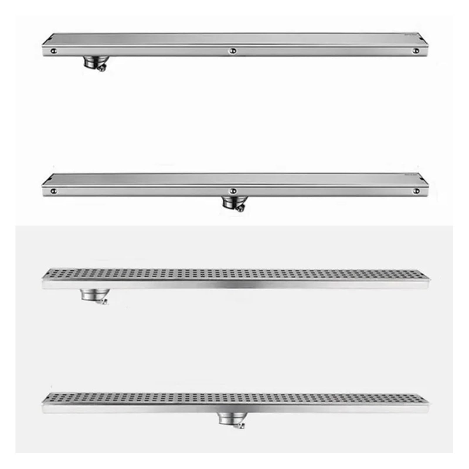 60 cm Edelstahl-Linear-Bodenablauf - Unsichtbare Duschrinne, Güteklasse 304, 600 mm Länge, für Badezimmer, modernes Design, verstopfungsfrei, einfache Installation (Farbe 2)