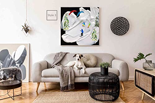 Snow Mountain Landscape Ski Skier Snowy Print Abstract Oil Painting Canvas Winter Sport Print Artwork Family Gift Wall Art Home Decor Special Unique Printed Painting (16"X16", Style 4) #TOP2