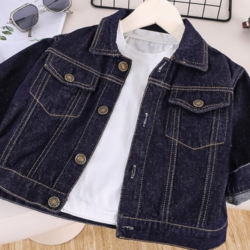 Boys Casual Denim Jacket Loose Mock Neck Jeans Coat Classic Button Closed Jacket Denim Clothing4