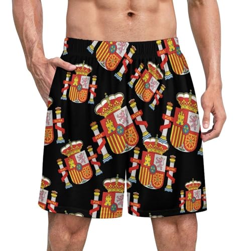Coat of Arms of Spain Men's Pajama Bottoms Lounge Pj Shorts Stretch Sleep Shorts for Home Vacation Beach