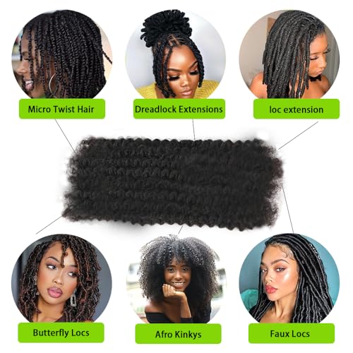 Afro Kinky Bulk Hair For Dreadlock Extensions Repair Locs,Twist Braiding, 100% Handmade Braiding Hair 30Grams each bundles Total (4Bundles/Pack) 10Inch #1B