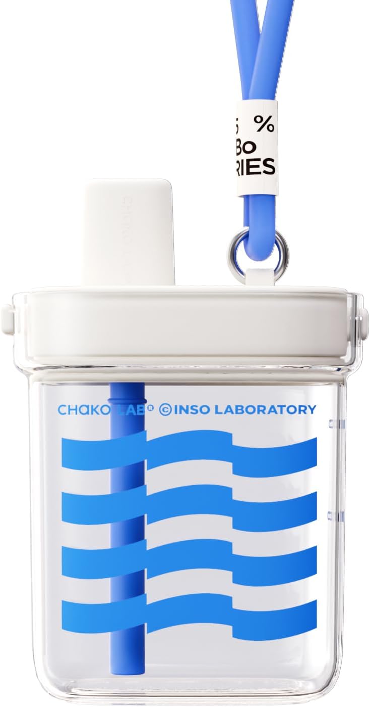 CHAKO LAB Portable, Flat Water Bottle, 700 ml, Portable, Square Water Bottle with Straw, BPA-Free Tritan, Leak-Proof, Lightweight, for Travel, Gym, Fitness, Work, Camping, etc
