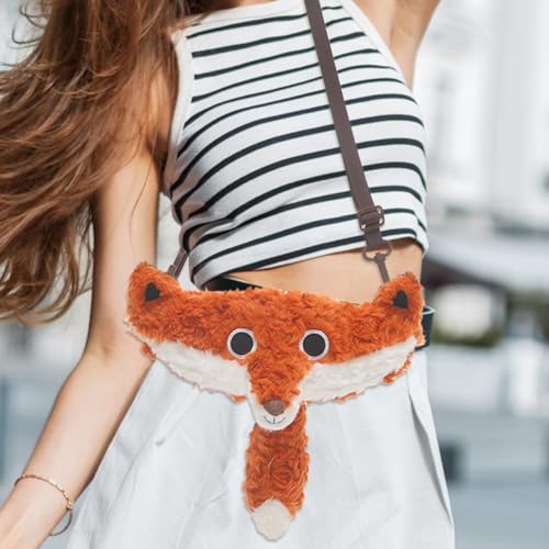 Messenger Bag for Women - Stylish Plush Animal Fox Sling Pouch for Woman,Fashionable Stuffed Fox Tote Bag for Daily Commuting, Weekend Trips, Single Attribute, Refer to description3