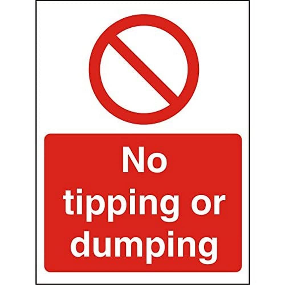 Seco No Tipping Or Dumping Sign, 200mm x 300mm - 1mm Semi Rigid Plastic
