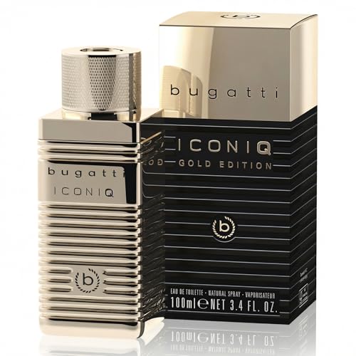bugatti Parfüm Herren Iconiq Gold Edition 100ml I Eau de Toilette Herren mit Bergamotte, scharfen Noten, Schwertlilie & Moschus I sinnlich & selbstbewusst I zitrisch-ambriert-holziges Männer Parfüm