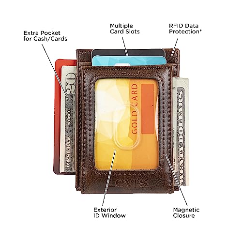 Levi's Men's RFID Magnetic Money Clip Front Pocket Wallet With ID Window, Credit Card Slots3
