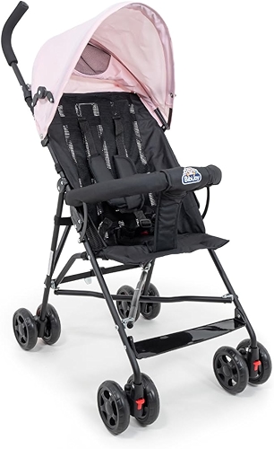 Carrinho de Bebê Guarda-Chuva Leve, Dobrável, Estrutura em Aço, Cinto de Segurança, Confortável, Fácil Transporte, Ideal para Passeios e Viagens Mega Compras Rosa