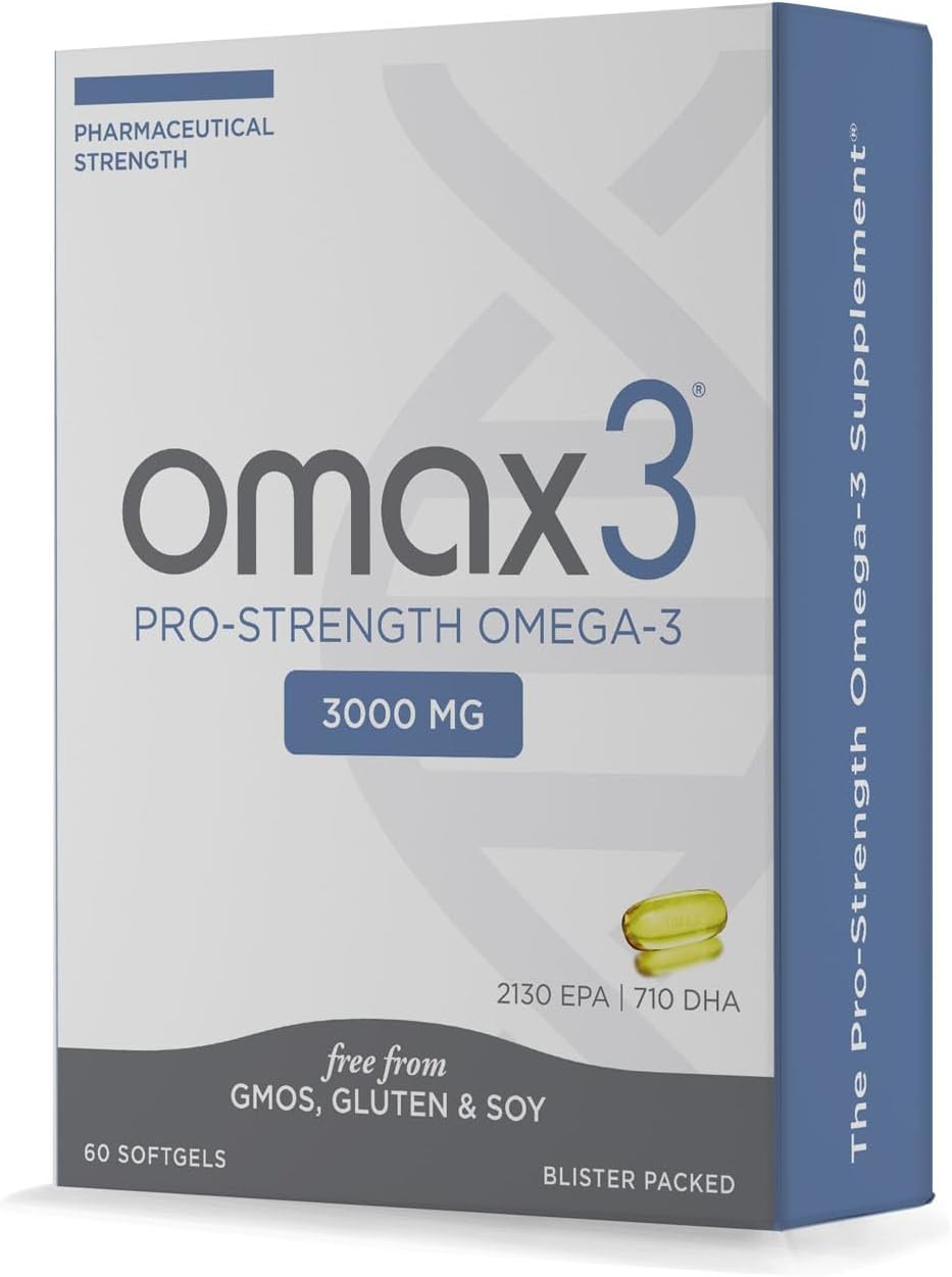 Omax3 Professional Strength Ultra-Pure Omega-3 Fish Oil - 1000 mg - Maximum Joint & Muscle Support - EPA DHA - NSF Certified - 60 Softgel Blister Pack