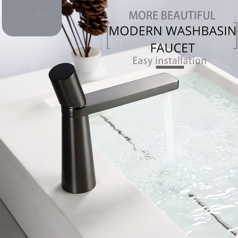 Robinet lavabo pivotant or brossé pour éliminer les éclaboussures de vasque - 3
