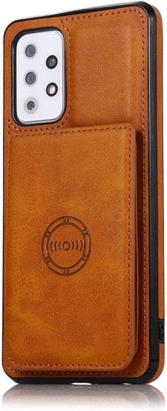 Magnetic Leather Case for Galaxy S23 Plus S22Ultra S21 FE A54 A24 A53 A52 A52S A13 A22 A32 5G A14 Cover Cards Holder Stand,Light Brown,for Galaxy A14