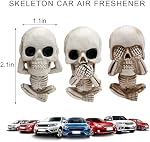 3 PCS Skull Car Air Freshener Vent Clips, Cool Goth Auto Air Freshener Cute Skeleton Dashboard Accessories, Skeleton Air Conditioner Vent Clips Interior Decor for Men Women