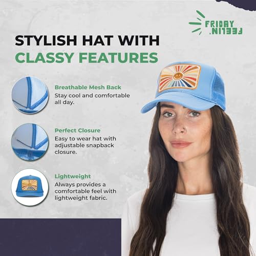 Image of Friday Feelin' Trucker Hat Women Men Baseball Cap Western American Fitted Trucker Hats Baseball Hat All Occasion - One Size