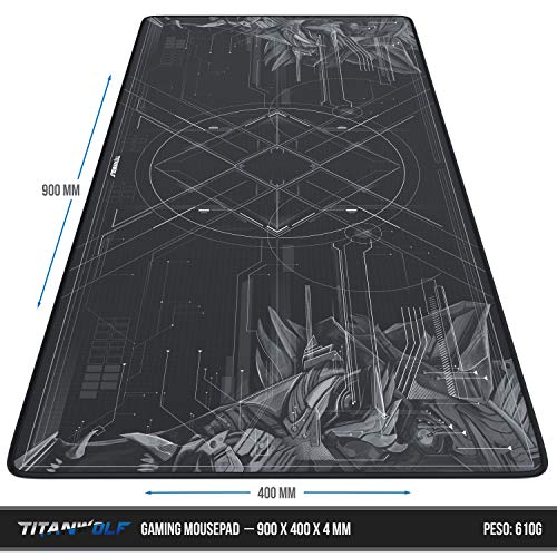 XXL Tappetino per Mouse da Gioco - Gaming Mousepad Extra Grande 900 x 400mm - Pad con Base in Gomma Antiscivolo - Spessore 3mm - Nero - Modello HUD - Mousepad - Immagine 1