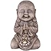 Produktbild LED Außen Solar Leuchte Buddha Skulptur grau beten Asia Deko Lampe Garten Strahler Figur Globo 33560