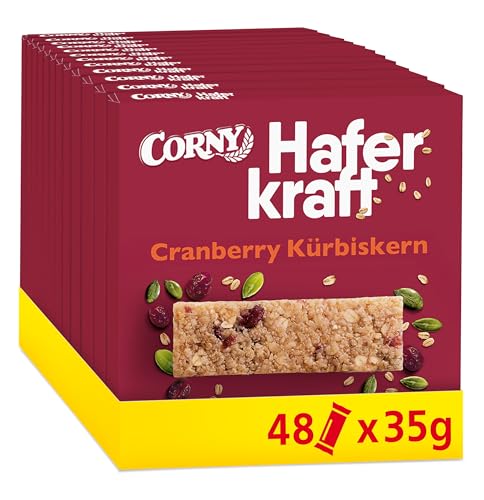 Haferriegel | Corny | Haferkraft Cranberry-Kürbiskern | Vollkorn & Vegan | 48x35g