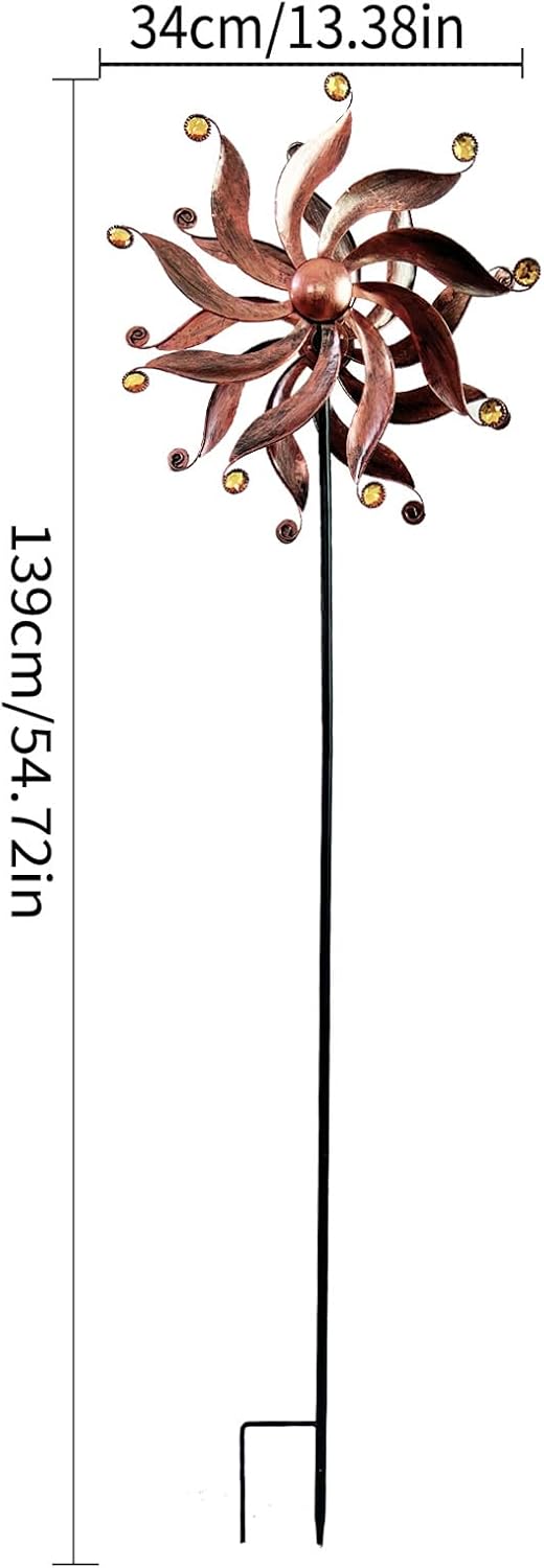 Weather Metal Windmill Spinner Sculpture for Patios Lawns Yard Garden Outdoor Spaces Rotating Art Decoration Garden Wind Spinner