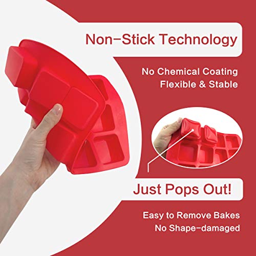 Silivo Silicone Brownie Pan With Dividers - 2 Pack Non-Stick Silicone Baking Molds For Brownie Bites, Fudges And Minecraft Cakes - 12 Cavity #TOP2