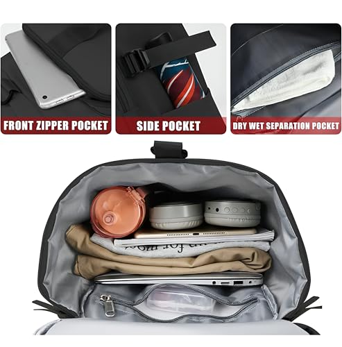 Image of NFI essentials Hiking Bag, Travel Shoulder Backpack, Rucksack Duffle Bag with Shoe Compartment & Wet Clothes for Gym, Duffel Bag for Travelling, Camping & Trekking (46x24x24cm)