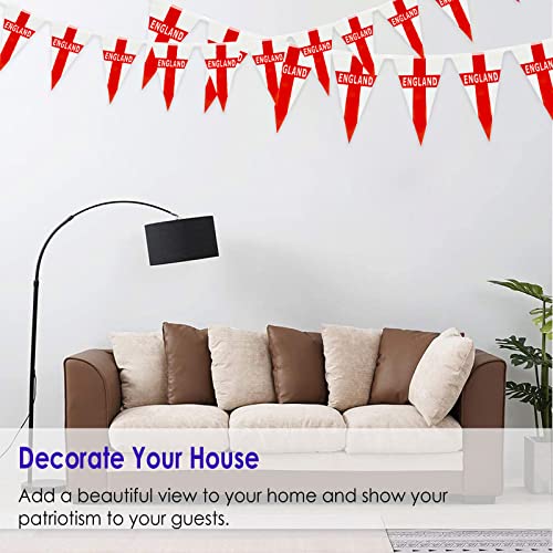 Image of AhfuLife 66 Ft England Pennant String Flags Banner for World Cup Decorations 2026, 60 Pcs Mini Triangular St George String Flags - Double Sided for National Day Football Event Decor (5.5x8.3 Inch)