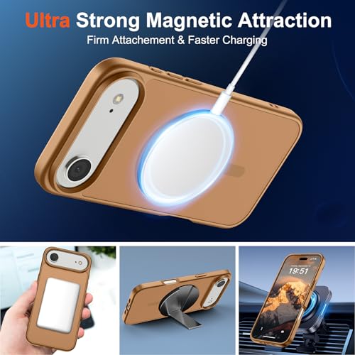 Image of SUPFINE Magnetic for iPhone Air Case (Compatible with MagSafe)(Military Grade Drop Protection) Slim Translucent Matte Shockproof with Anti-Fingerprint Phone Cover for 17 Air,Brown